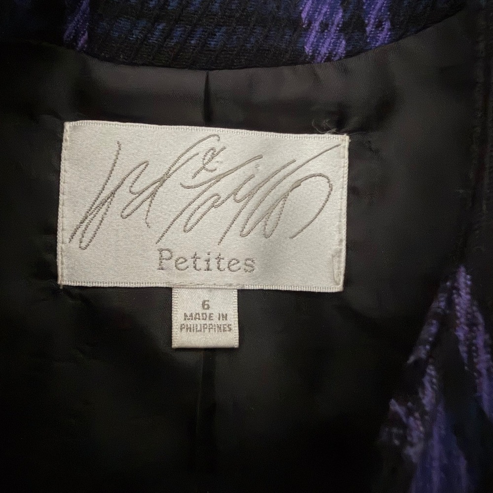 Lord & Taylor Vintage Plaid Blazer 6P Black Purple Wool Jacket Dark Academia - Picture 7 of 9